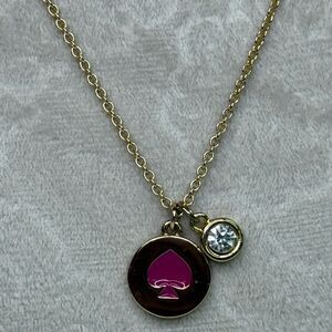 Kate Spade Hot Pink & Gold Spot The Spade Pendant Necklace